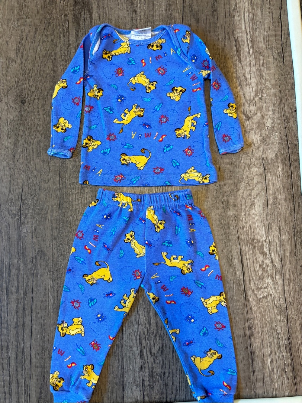 Vintage 90s Disney Store Lion King Baby Pajamas Outfit Set Simba 6M